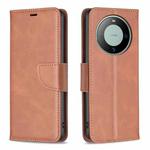 For Huawei Mate 60 Lambskin Texture Pure Color Flip Leather Phone Case(Brown)