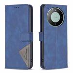 For Huawei Mate 60 Magnetic Buckle Rhombus Texture Leather Phone Case(Blue)