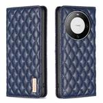 For Huawei Mate 60 Pro/Mate 60 Pro+ Diamond Lattice Magnetic Leather Flip Phone Case(Blue)