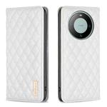 For Huawei Mate 60 Diamond Lattice Magnetic Leather Flip Phone Case(White)