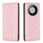 For Huawei Mate 60 Diamond Lattice Magnetic Leather Flip Phone Case(Pink)