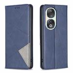 For Honor 90 5G Rhombus Texture Magnetic Leather Phone Case(Blue)