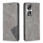 For Honor 90 Pro Rhombus Texture Magnetic Leather Phone Case(Grey)