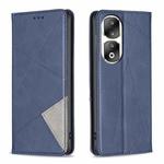 For Honor 90 Pro Rhombus Texture Magnetic Leather Phone Case(Blue)