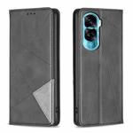 For Honor 90 Lite/X50i Rhombus Texture Magnetic Leather Phone Case(Black)