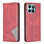 For Honor X6a Rhombus Texture Magnetic Leather Phone Case(Red)