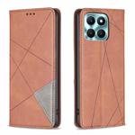 For Honor X6a Rhombus Texture Magnetic Leather Phone Case(Brown)