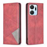 For Honor X7A Rhombus Texture Magnetic Leather Phone Case(Red)
