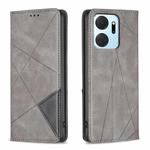 For Honor X7A Rhombus Texture Magnetic Leather Phone Case(Grey)