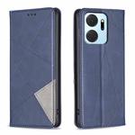 For Honor X7A Rhombus Texture Magnetic Leather Phone Case(Blue)