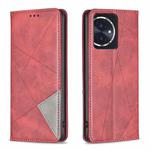 For Honor 100 Rhombus Texture Magnetic Leather Phone Case(Red)