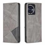 For Honor 100 Rhombus Texture Magnetic Leather Phone Case(Grey)