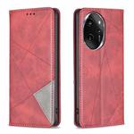 For Honor 100 Pro Rhombus Texture Magnetic Leather Phone Case(Red)