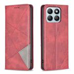For Honor X8b Rhombus Texture Magnetic Leather Phone Case(Red)