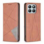 For Honor X8b Rhombus Texture Magnetic Leather Phone Case(Brown)