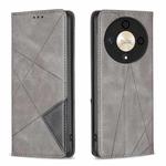 For Honor X9b/Magic6 Lite 5G Rhombus Texture Magnetic Leather Phone Case(Grey)