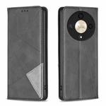 For Honor X9b/Magic6 Lite 5G Rhombus Texture Magnetic Leather Phone Case(Black)