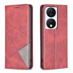 For Honor X7b Rhombus Texture Magnetic Leather Phone Case(Red)