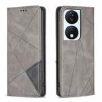For Honor X7b Rhombus Texture Magnetic Leather Phone Case(Grey)
