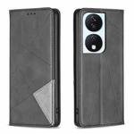 For Honor X7b Rhombus Texture Magnetic Leather Phone Case(Black)