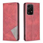 For Honor 200 Lite Global Rhombus Texture Magnetic Leather Phone Case(Red)