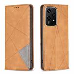 For Honor 200 Lite Rhombus Texture Magnetic Leather Phone Case(Yellow)