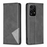 For Honor 200 Lite Global Rhombus Texture Magnetic Leather Phone Case(Black)