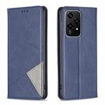 For Honor 200 Lite Global Rhombus Texture Magnetic Leather Phone Case(Blue)