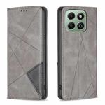 For Honor X6b Rhombus Texture Magnetic Leather Phone Case(Grey)