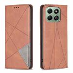 For Honor X6b Rhombus Texture Magnetic Leather Phone Case(Brown)