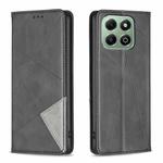 For Honor X6b Rhombus Texture Magnetic Leather Phone Case(Black)