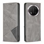 For Honor X9c 5G Global Rhombus Texture Magnetic Leather Phone Case(Grey)