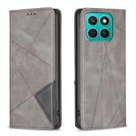 For Honor X8c 4G Rhombus Texture Magnetic Leather Phone Case(Grey)