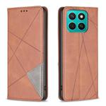 For Honor X8c 4G Rhombus Texture Magnetic Leather Phone Case(Brown)