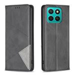 For Honor X8c 4G Rhombus Texture Magnetic Leather Phone Case(Black)