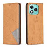 For Honor 400 Lite Rhombus Texture Magnetic Leather Phone Case(Yellow)