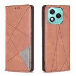 For Honor 400 Lite Rhombus Texture Magnetic Leather Phone Case(Brown)