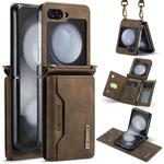 For Samsung Galaxy Z Flip5 5G DG.MING M2 Series Card Bag Magnetic Leather Phone Case(Coffee)