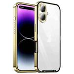 For iPhone 16 Frosted Metal Phone Case(Gold)