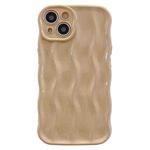 For iPhone 15 Plus Wave Texture Bright TPU Phone Case(Khaki)