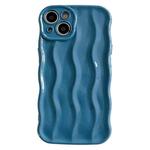 For iPhone 15 Plus Wave Texture Bright TPU Phone Case(Sea Blue)