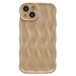 For iPhone 14 Plus Wave Texture Bright TPU Phone Case(Khaki)