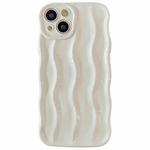 For iPhone 14 Plus Wave Texture Bright TPU Phone Case(Milky White)