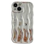 For iPhone 14 Wave Texture Bright TPU Phone Case(Silver)