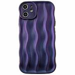 For iPhone 12 Wave Texture Bright TPU Phone Case(Dark Purple)
