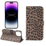 For iPhone 15 Pro Max Leopard Pattern Horizontal Flip Leather Phone Case(Brown)