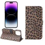 For iPhone 15 Pro Leopard Pattern Horizontal Flip Leather Phone Case(Brown)
