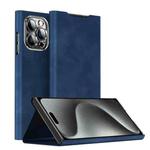 For iPhone 15 Pro Max Magnetic Napa Texture Leather Phone Case with Holder(Blue)