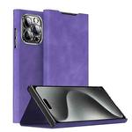 For iPhone 15 Pro Magnetic Napa Texture Leather Phone Case with Holder(Purple)