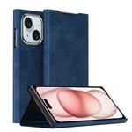 For iPhone 15 Plus Magnetic Napa Texture Leather Phone Case with Holder(Blue)